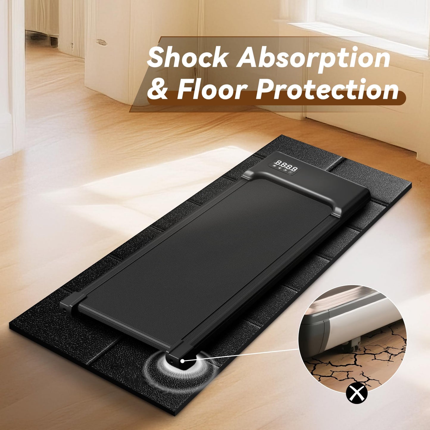 Walking Pad Mat for Carpet, Treadmill Mat for Hardwood Floors, Bike Mats Compatible with Peloton – Non-Slip Exercise Mats, Shock Absorbing & Floor Protection for Home Gym Use (71" x 32"x0.24"Th)