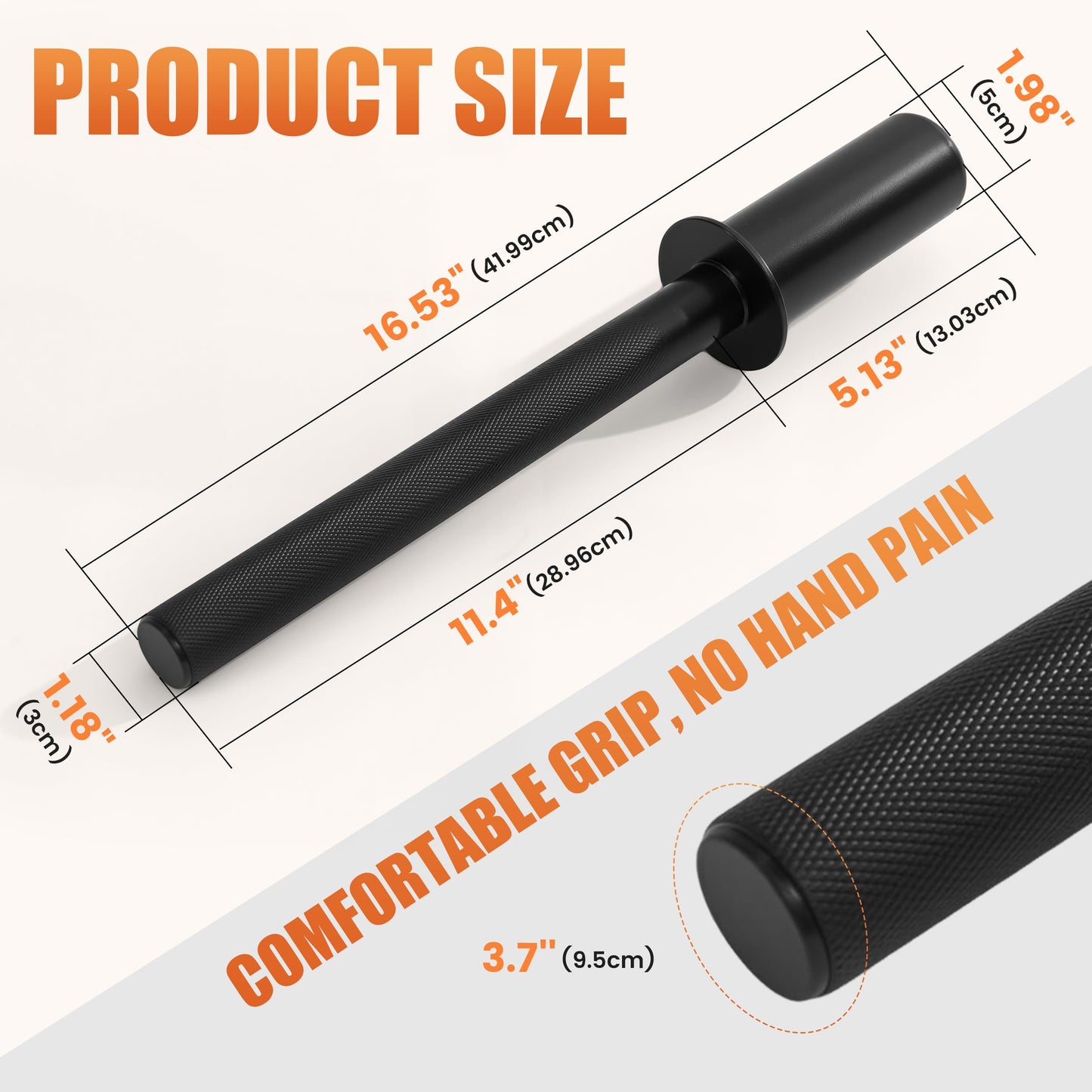 Wrist Strength Stick 1&2in Olympic Plate Forearm Strengthener, Wrist Strengthener with Upgraded Steel Tube and Long Comfortable Knurled Grip, Wrist Exerciser for Wrist Curls,Supination & Pronation
