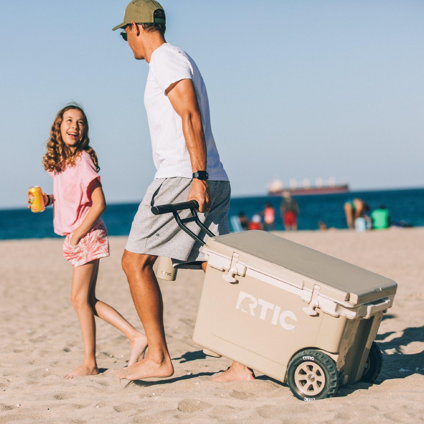 RTIC 52 Quart Ultra-Light Wheeled Hard Cooler Insulated Portable Ice Chest Box for Beach, Drink, Beverage, Camping, Picnic, Fishing, Boat, 30% Lighter Than Rotomolded Coolers, White & Grey
