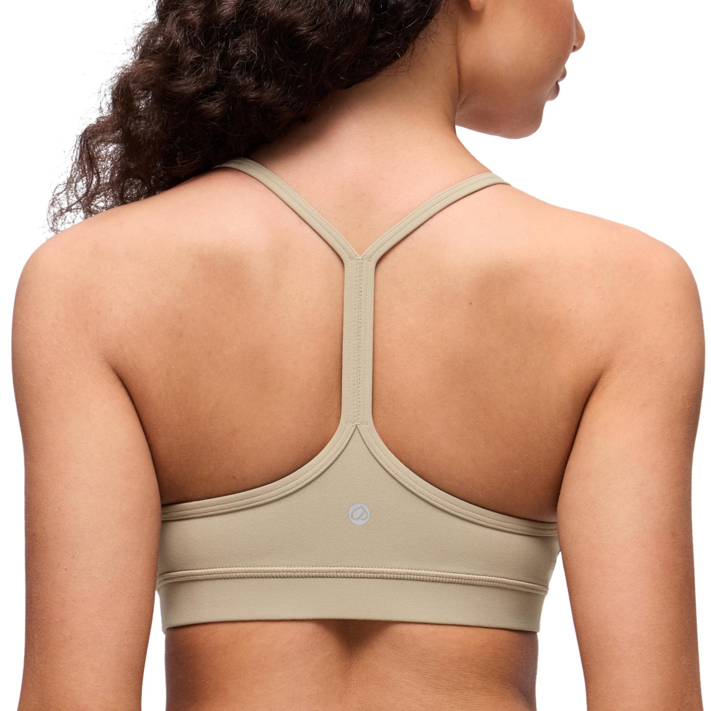CRZ YOGA Butterluxe Y Back Sports Bras for Women - Padded Racerback Low Impact Spaghetti Thin Strap Workout Yoga Top Oak Medium