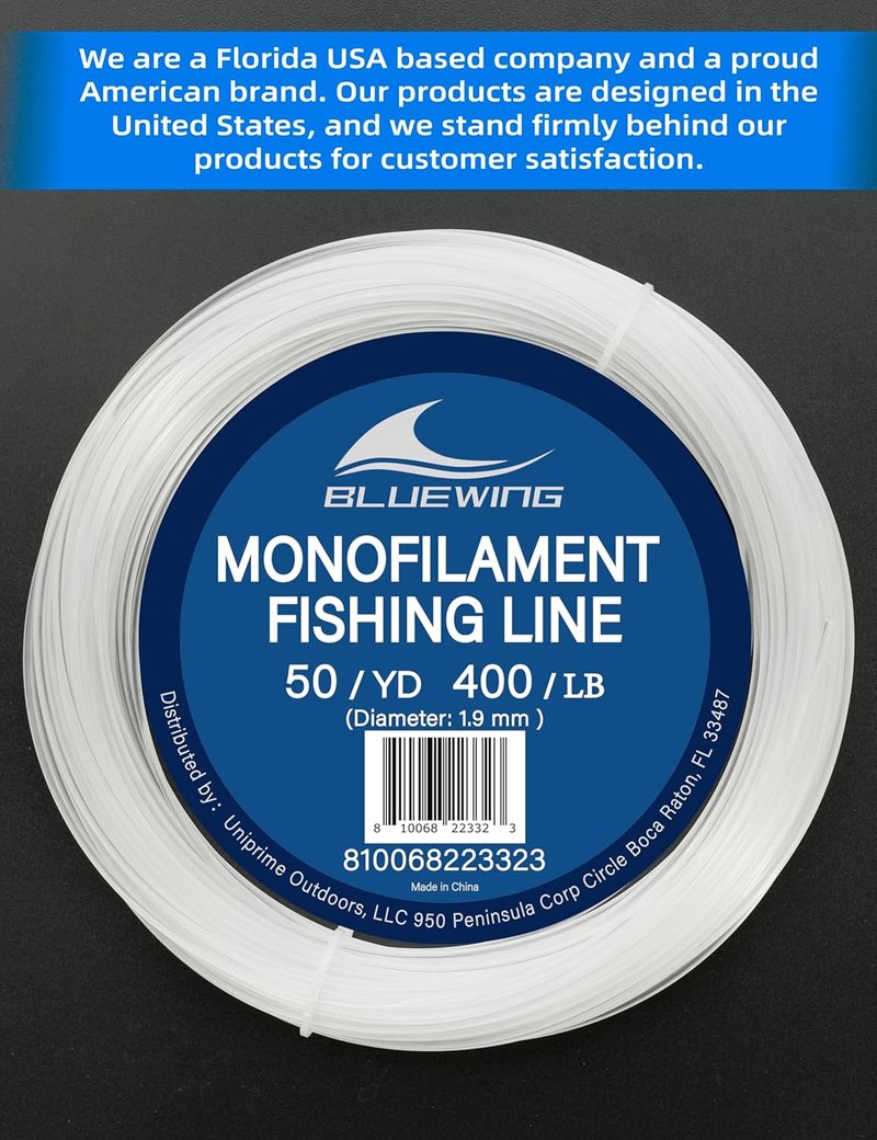 Monofilament Fishing Line - Clear Thin Diameter Fishing Wire | 6-400 lbs, 50-3000 Yards