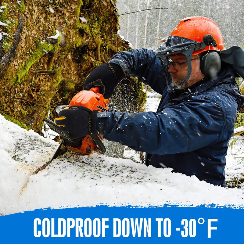 HODUP Insulated Synthetic Leather Winter Work Gloves - 3M Thinsulate, Fleece-Lined, Water-Resistant, Knitted Cuffs