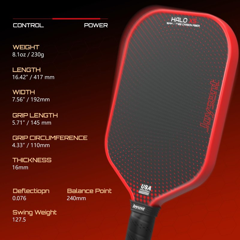 Joysent Pickleball Paddles Set, USAPA Approved T700 Carbon Fiber Pickleball Set with Beginner Pickleball Paddle, 16mm Core Power Pickleball Racket for Men Women Adults, Halo X5