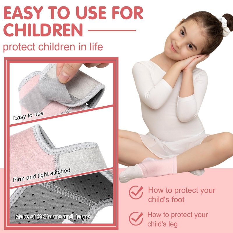 Tarpop 2 Pairs Kids Ankle Brace Set Foot Support Stabilizer Wraps Protector Guard Knitted Ankle Sleeve Sock Support Compression Socks for Injury Prevention(Pale Pink,Medium)