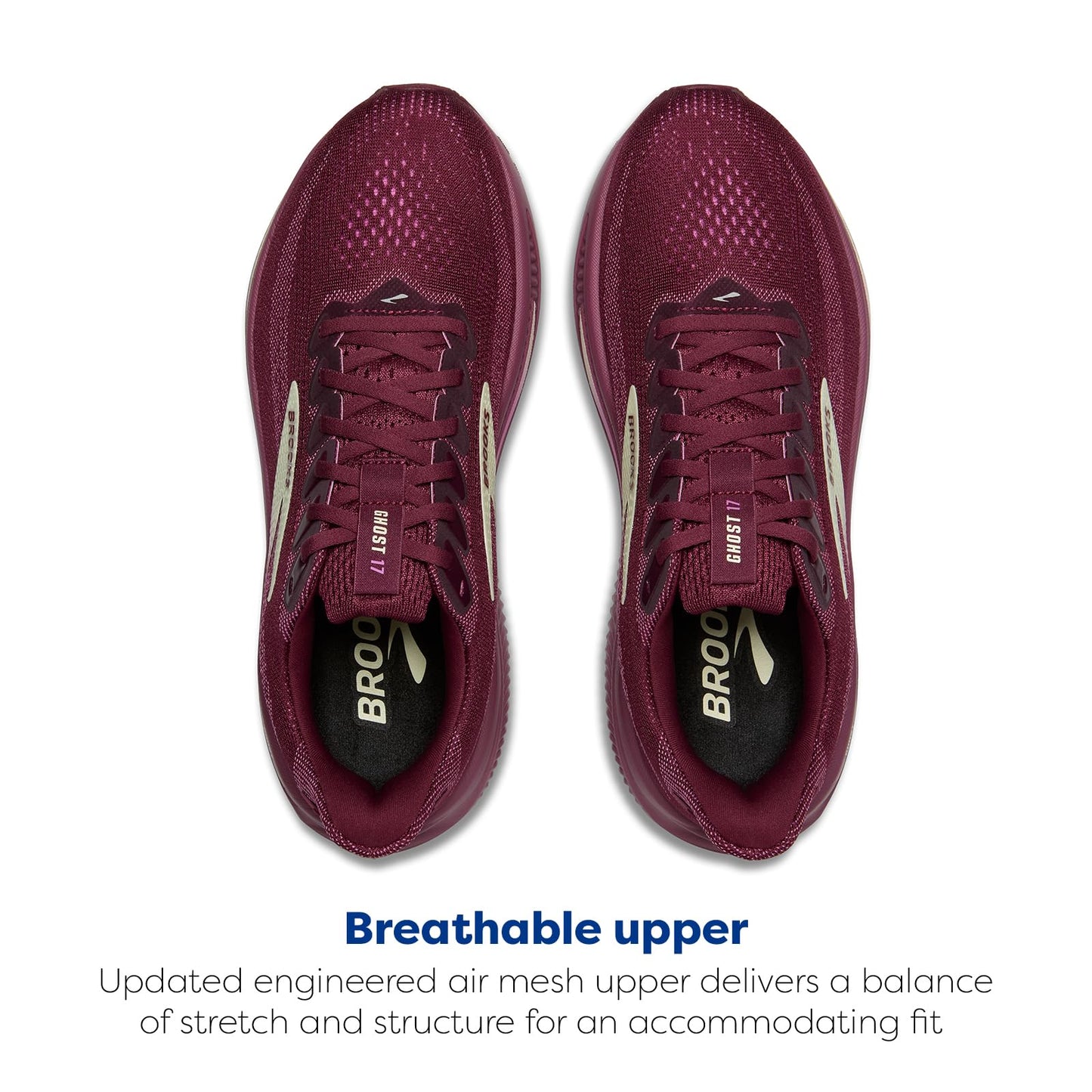 Brooks Women’s Ghost 17 Neutral Running Shoe - Burgundy/Pink/Green - 6 Medium