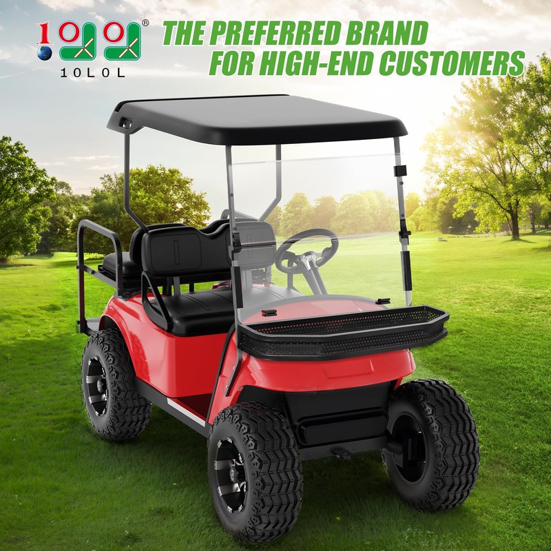 10L0L Golf Cart Ezgo TXT Front Cargo Basket Clay Outer Utility with Mounting Brakets for Gas & Electric Golf Carts, Heavy-Duty Steel Drop Mesh Storage Rack