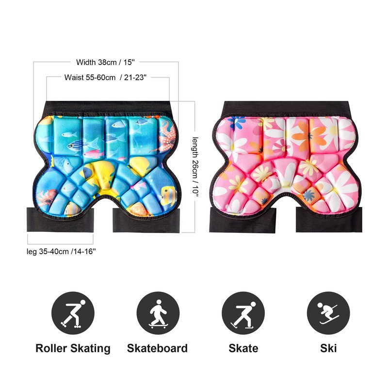 Life Bravo Kids Butt Pads for Skating & Snowboarding - 25mm 3D Padded Shorts for Boys & Girls (3-7Y) - Impact Protective Gear for Ice Skating, Skiing, Skateboarding & Cycling