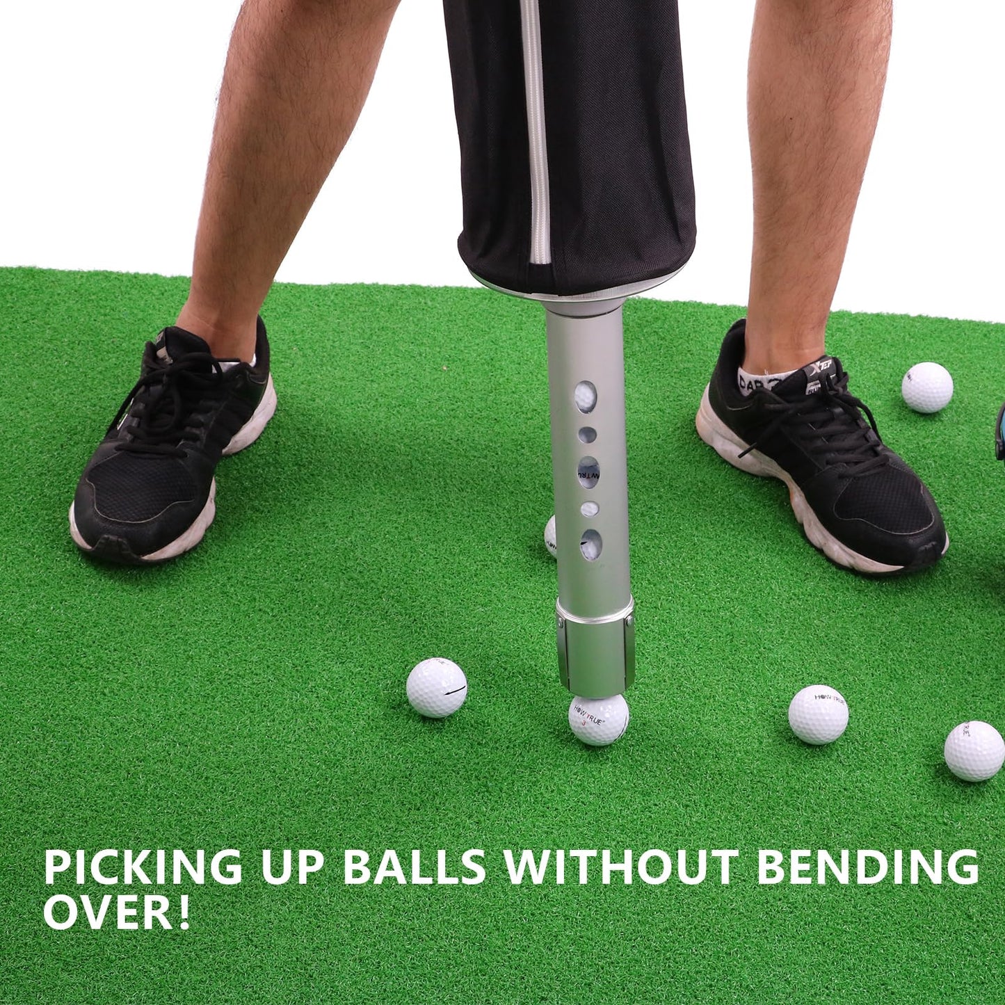 Golf Ball Shag Bag Golf Ball Retriever – Durable Aluminum Tube, Heavy-Duty Canvas, Holds Up to 80 Balls – Golf Ball Picker Upper for Driving Range, Practice, and Training