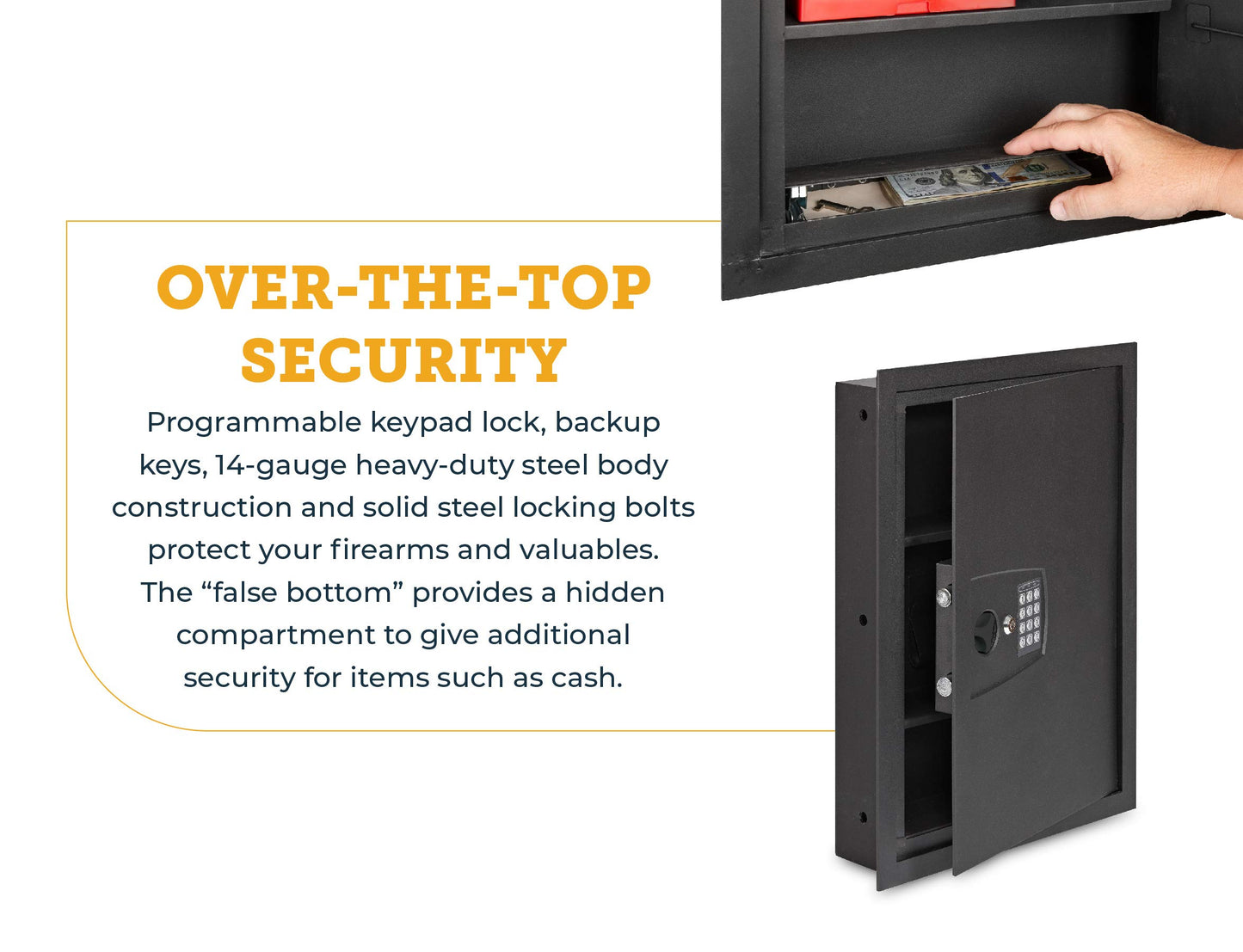 SnapSafe in Wall Gun Safe and Money Safe - Hidden Safe Provides Security for Your Firearms & Valuables, Keypad Entry - In Wall Safe Between Studs with Flush Mount, Ideal for Home, Office Black