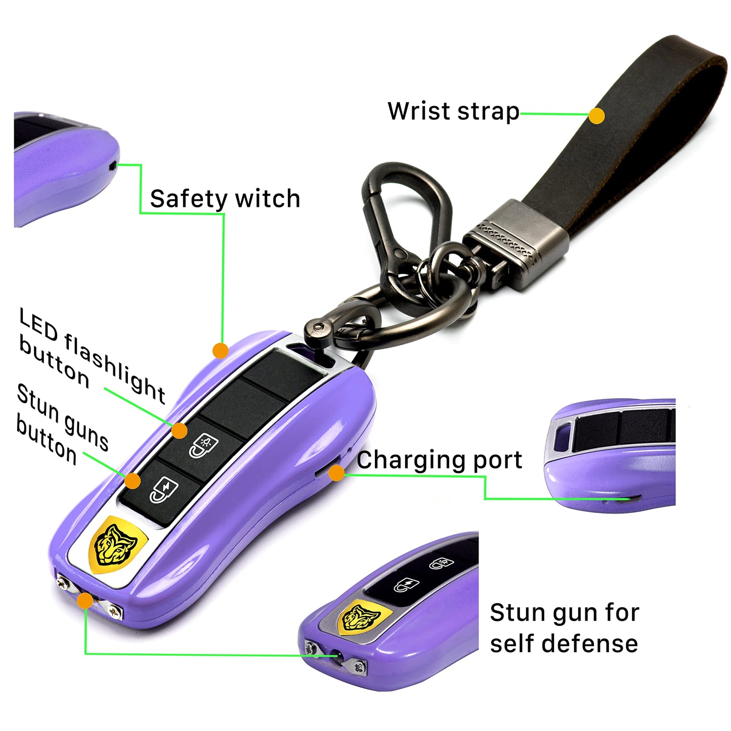 Rechargeable Stun Guns Self-Defense with LED Flashlight,Rechargeable Stun Gun for Woman (Purple)