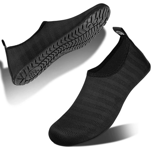 IceUnicorn Water Shoes Quick Dry Swim Aqua Barefoot Socks for Women Men(Black Size 9)