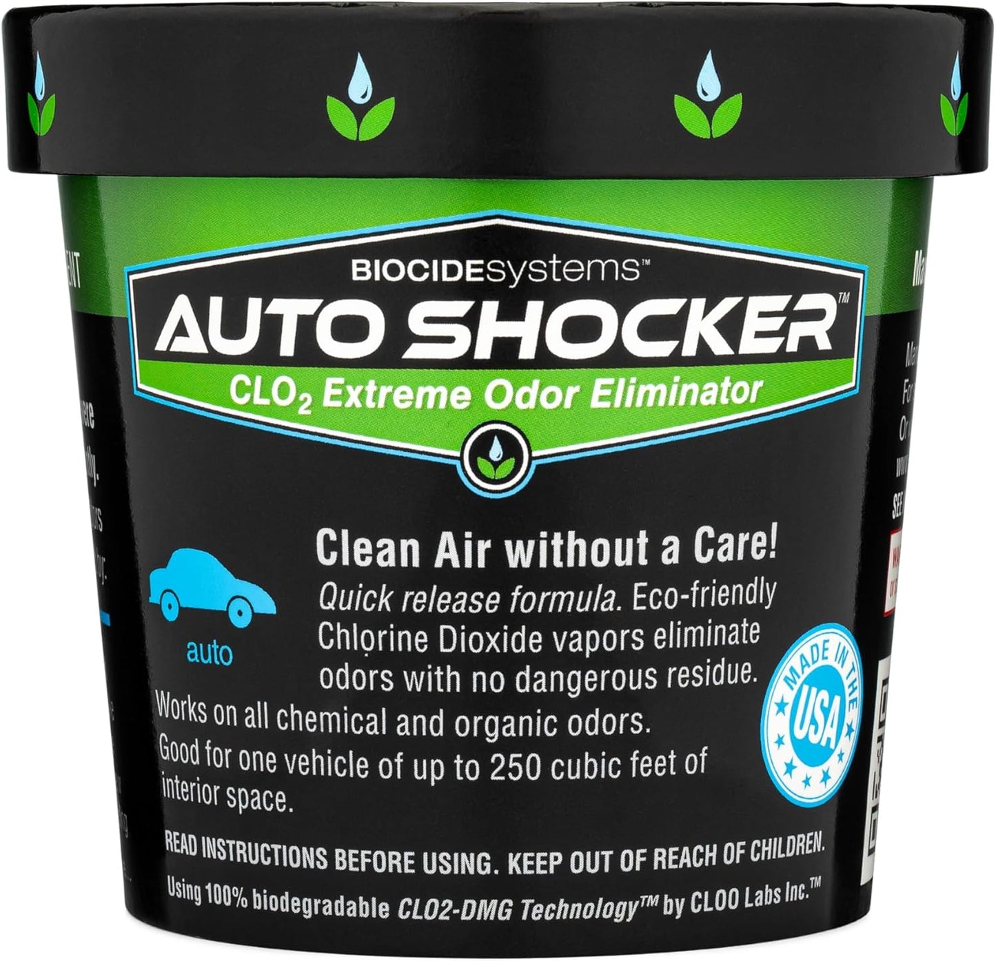 Auto Shocker Car Odor Eliminator - Eco-Friendly Chlorine Dioxide Odor Bomb for Vehicles Up to 250 Cubic Feet