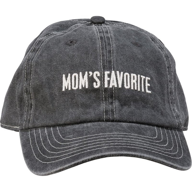 Primitives by Kathy Mom's Favorite Baseball Hat, Stonewashed Black with Adjustable Metal Buckle