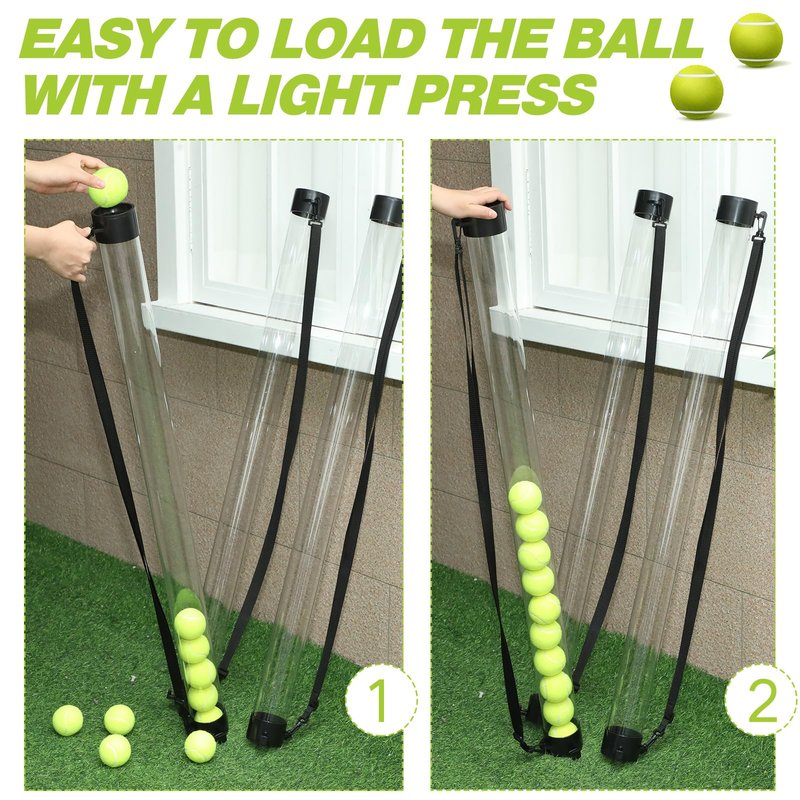 Jerify 3 Pcs Tennis Ball Tube Pickup Picker Holds 18 Balls with Shoulder Strap for Tennis Balls Pickup Collector, Carrier, Dispenser(Clear)