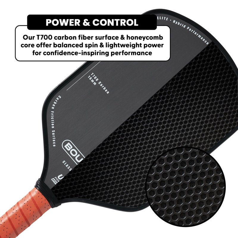 Boulder Pickleball Paddle - USAPA Approved - T700 Carbon Fiber Surface with Honeycomb Polymer Core - for Men Women Kids (Red)