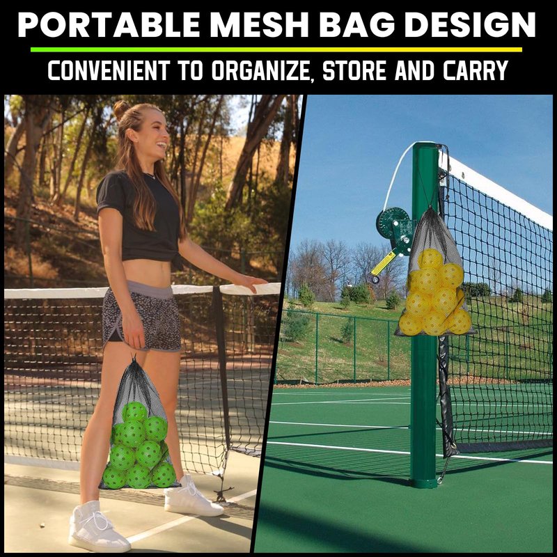 LUCYLANKER Outdoor Pickleball Balls for All Style Paddle & Court, 40 Holes with Mesh Bag & 2 Ball Retrievers, Durable High Visibility USAPA Approved Premium Practice Flight Resistant (Yellow, 12 Pack)