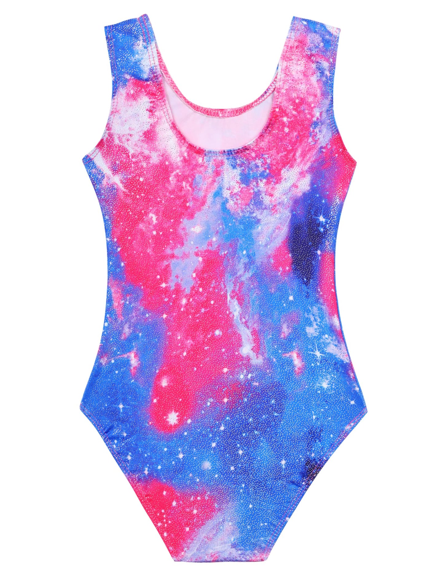 Domusgo Gymnastics Leotards for Girls 8-9 Years Old Pink Blue Galaxy Sparkly One Piece Tumbling Outfits