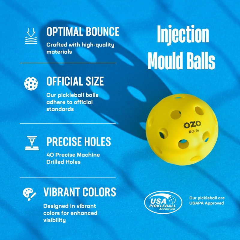 OZO Pickleball - Set of 36 Indoor Balls, 26 Holes, Injection Mould