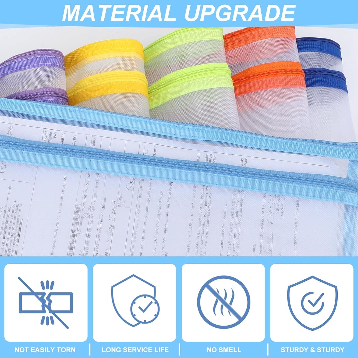 12 Pack Mesh Zipper Pouch Bags - Double-Layer Nylon Storage for Classroom Organization | Breathable See-Through Design
