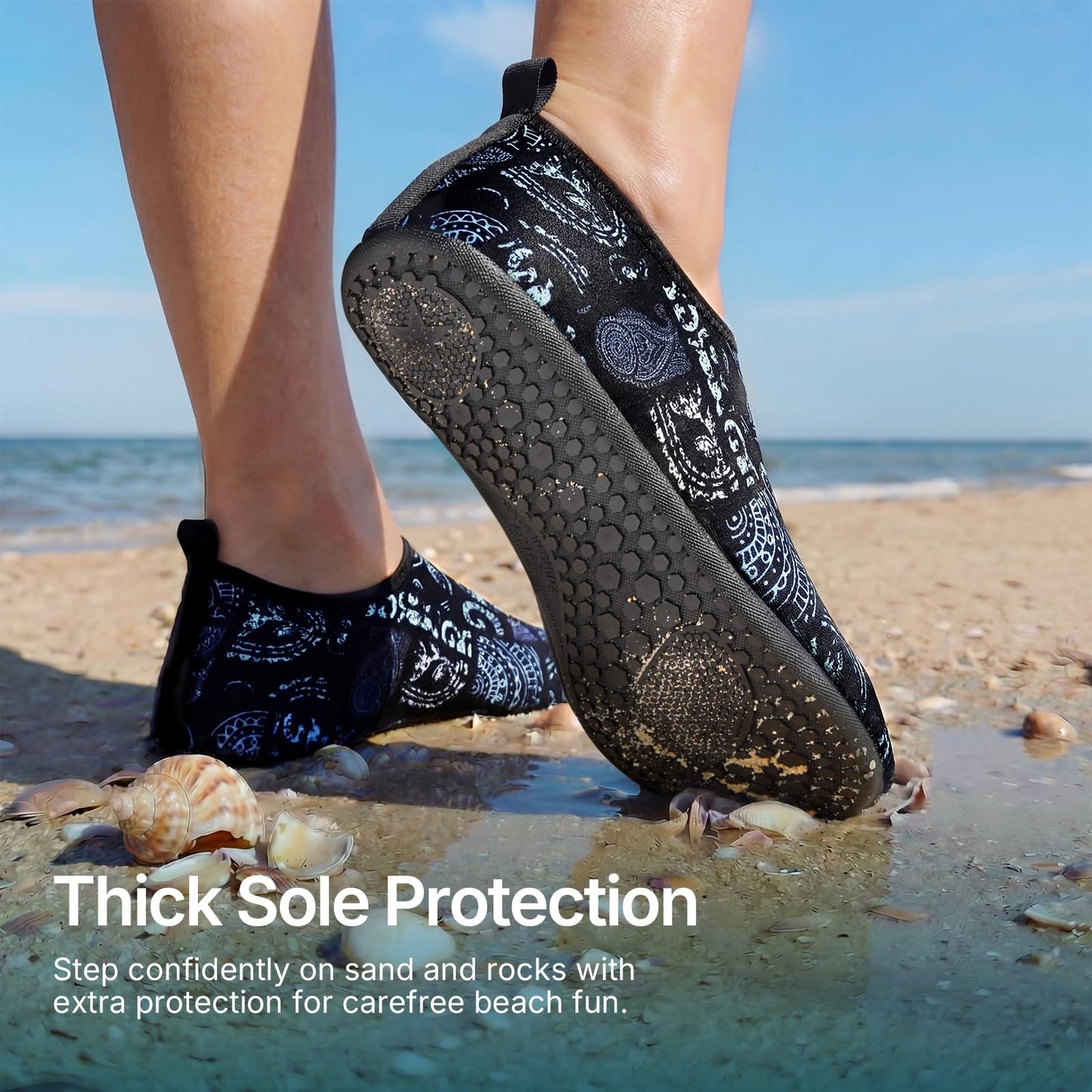 Water Shoes for Women Men Quick-Dry Aqua Socks Swim Beach Barefoot Yoga Exercise Wear Sport Accessories Pool Camping Must Haves Adult Youth Size 10-11Women/9-10Men