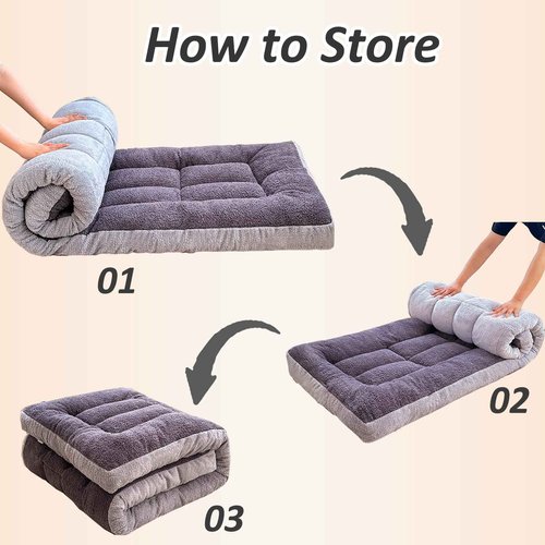 Flantree Thick Camping Sleeping Pad - Lamb Fluff Camping Cot Pads for Adult, Soft Sleeping Mat, Non-Slip Camping Mattress Pad for Car Tent