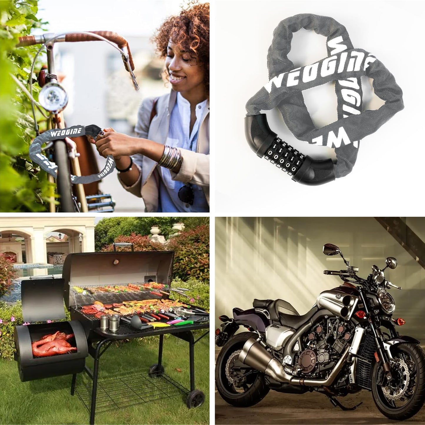 Bike Lock with Numbers and high Security Level, Bike Chain Lock, Bicycle Locks, 5 Digit Combination Lock for Bike, Bicycle, Scooter, Motorcycle, Door, Gate, Fence