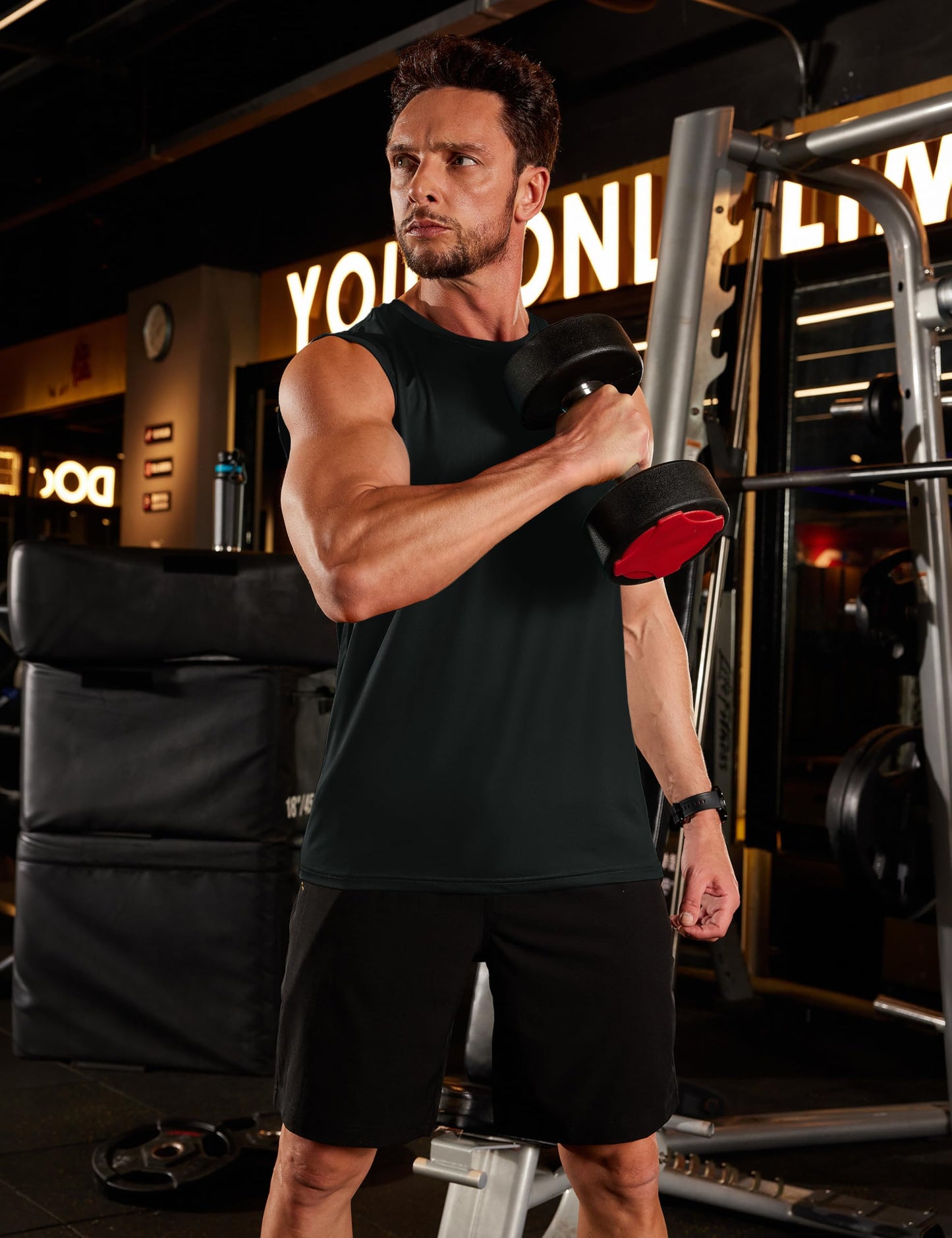 TACVASEN Mens Tank Tops Quick Dry Sleeveless Shirts Workout Gym Muscle Shirts for Men Sun Protection UPF80+ Soft Lightweight Tank Black XL