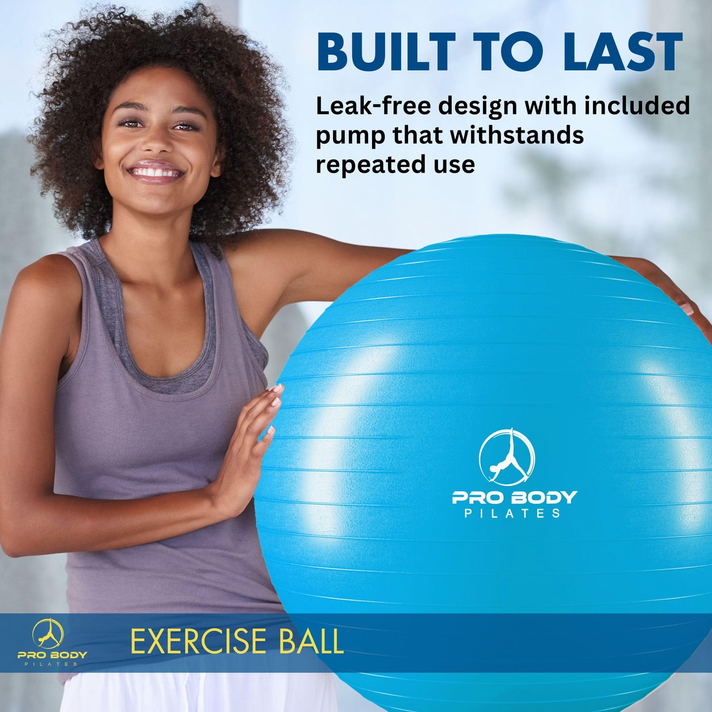 ProBody Pilates Yoga Ball - Gym Grade Exercise Ball (Teal, 75 cm)