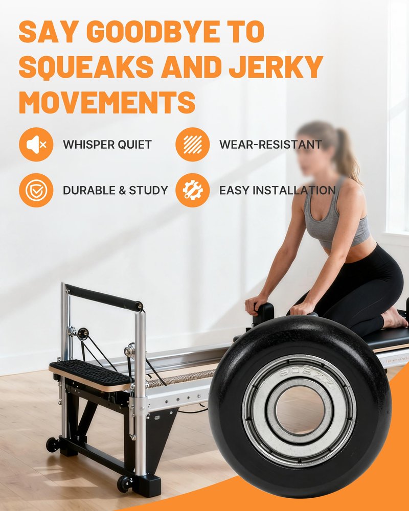 4Pcs Upgraded Roller Wheels for Aero Pilates Reformer, Smooth & Quiet, Wear-resistant, Pilates Reformer Accessories, Replacement Parts for Aero Pilates Machine, Black