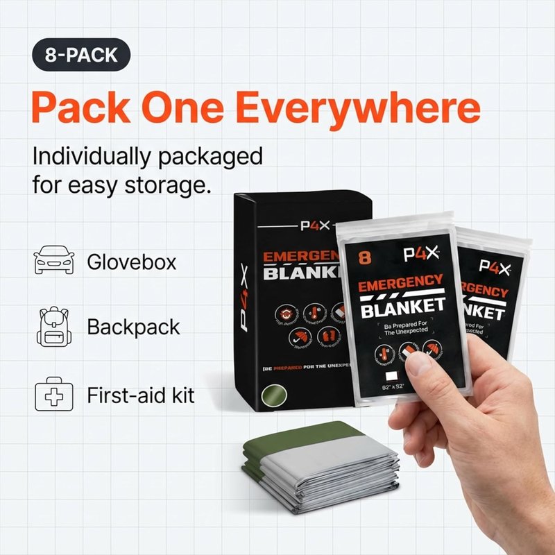 Mylar Emergency Blankets 8-Pack - Waterproof, Rip-Resistant Survival Gear | Thermal Blankets for Outdoor Use