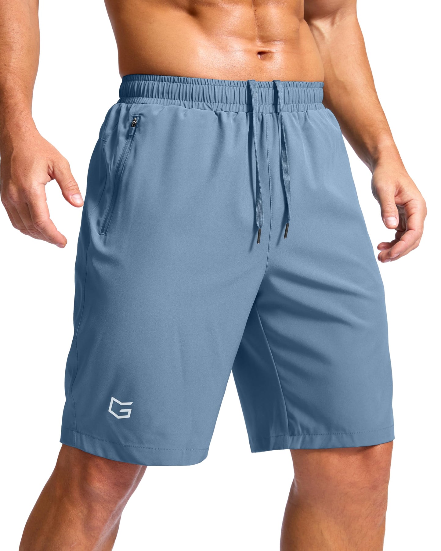 G Gradual Men's Athletic Running Shorts with Zipper Pockets Quick Dry 7"/ 5"/ 9" Workout Gym Shorts for Basketball Hiking(Federalblue,9L-New)