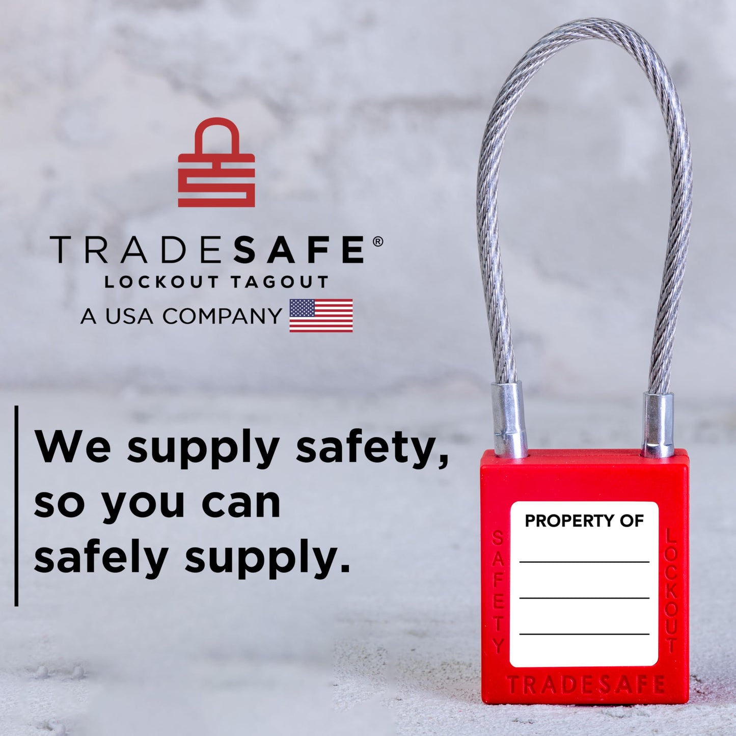 TRADESAFE Lockout Tagout Steel Cable Locks with Keys - 10 Red Keyed Alike Unlimited Grouping Electrical Lockout Padlock Set, 2 Keys Per Lock, Premium Grade Loto Locks, OSHA Compliant