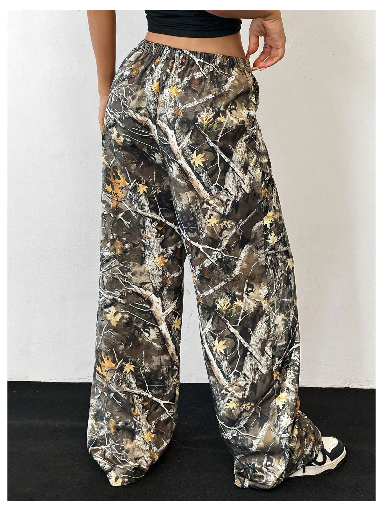 Floerns Girl's Camouflage Baggy Wide Leg Hunting Pants Drawstring Camo Pant