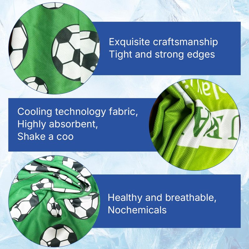 OPSO Soccer Cooling Towel Set, 40 x 12 inches, 12 Pack, Microfiber Sports Towels for Baseball, Soccer, Golf LCE Towel Microfiber Sports Towels for Player (Soccer 3)