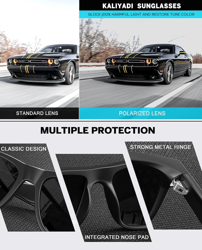 KALIYADI Polarized Sunglasses for Men - Classic UV400 Protection for Driving, Fishing & Golf
