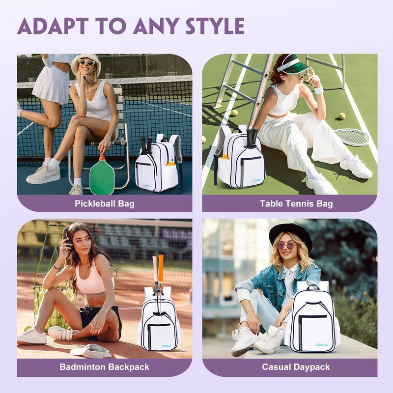 Pickleball Backpack, 30L Pickleball Bag Waterproof Large 3-Racket Tennis Sports Bag with Shoe Compartment & Insulated Pocket, Paddle Holder, Premium Sturdy Durable Bag for Men & Women (White)