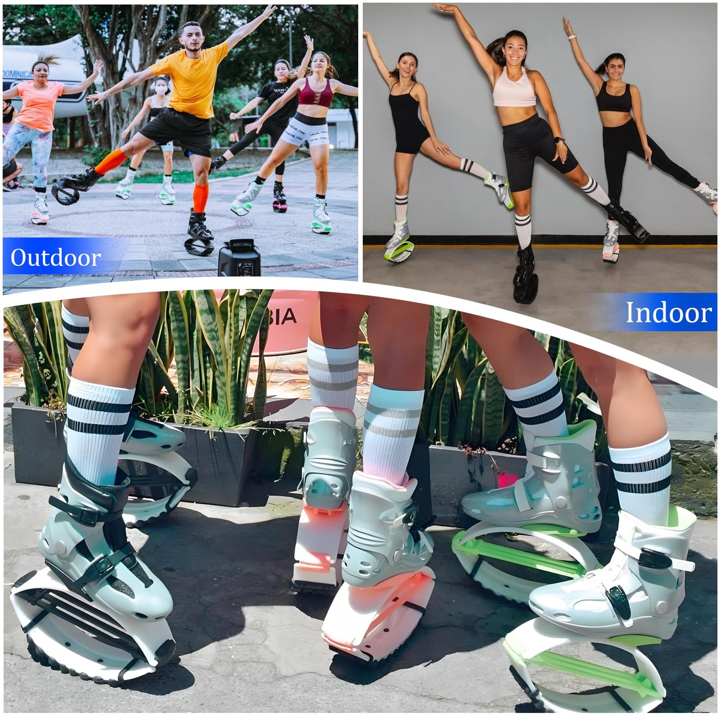KPUKGJDK Kangaroo Jump Shoes for Women & Men – High Bounce Moon Shoes, Bouncy Jumping Boots for Exercise, Fitness, Weight Loss & Fun, Adjustable Fit, Low-Impact Rebounder Design(Black/White,XX-Large)