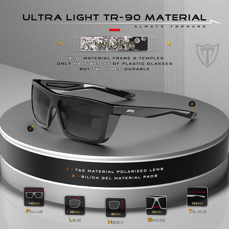ATTCL Bundles Sports Polarized Sunglasses For Men Women Cycling Driving Fishing: (5001-black)+(1124-black)