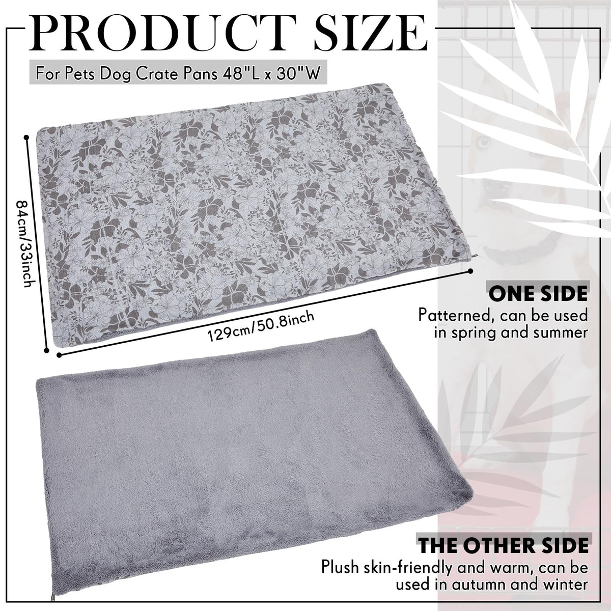 VitalCozy 48 x 30 Inch Dog Crate Pan Cover Washable Dog Kennel Tray Replacement Bed Liner for Pets Crate Tray, Pan Cover Only