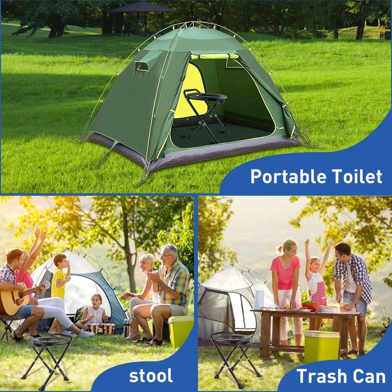 Upgraded Portable Toilet, Height Adjustable Camping Toilet Portable Potty for Camping, Hiking, Road Trip, Car, RV, Tent, Beach, Truck Drivers