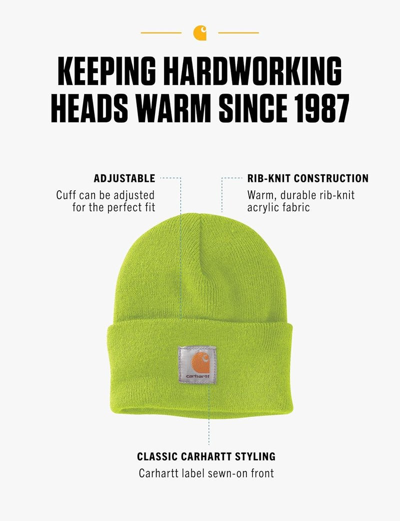 Carhartt Men's Knit Cuffed Beanie - Warm Winter Hat for Outdoor Activities | Various Colors Available
