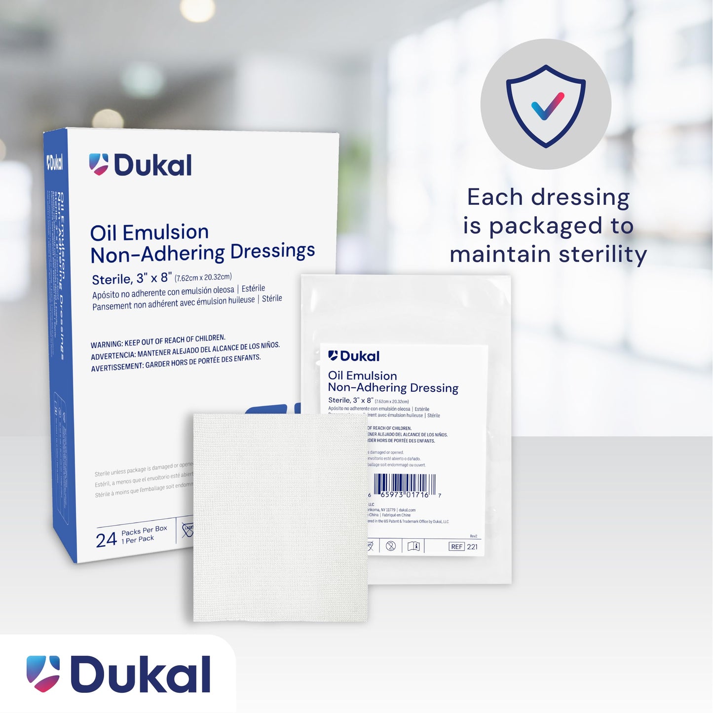 Dukal Oil Emulsion Dressing, 3" W x 8" L (Box of 24)