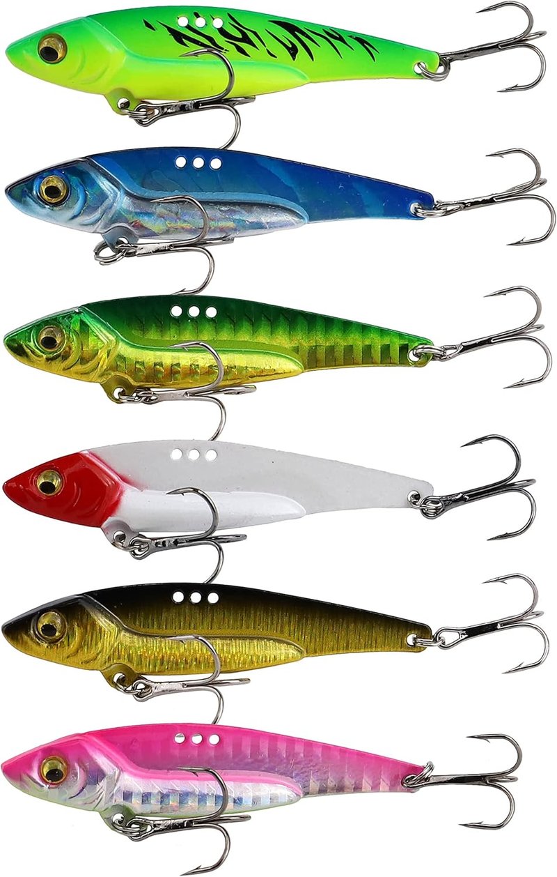 Blade Bait Bass Fishing Lures - 6pcs Metal VIB Jigging Spoons | 2.75in Sinking Hard Swimbait for Walleyes