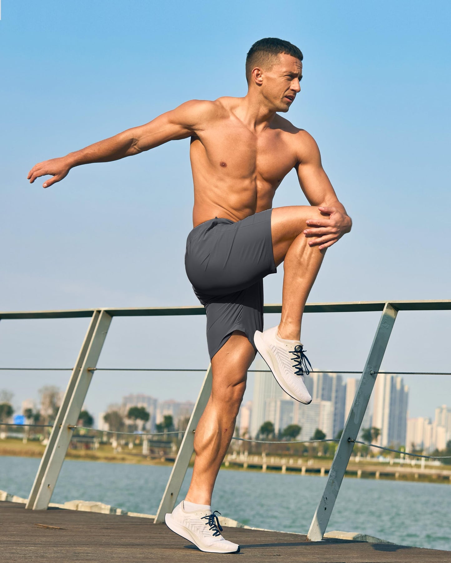 G Gradual Men's Athletic Running Shorts with Zipper Pockets Quick Dry 7"/ 5"/ 9" Workout Gym Shorts for Basketball Hiking(Dark Grey,7S)