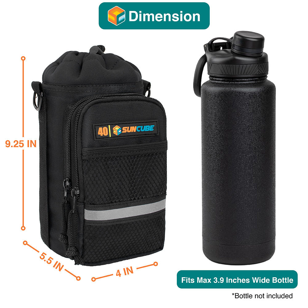 Insulated Water Bottle Carrier Bag with Adjustable Straps for Hiking Camping Travel