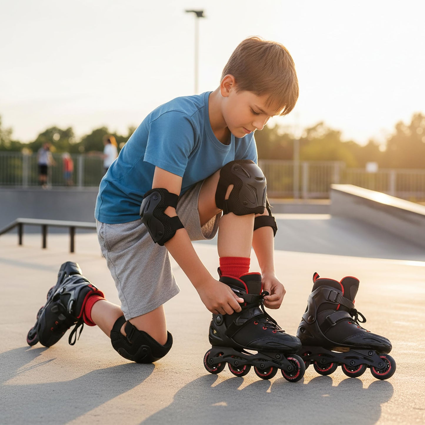 ENHERWE 12-16 Years Kids Youth Protective Gear Set,Include Knee Pads,Wrist Guards and Elbow Pads,Protective Gear Set for Inline Skating,Cycling,Bike Rollerblading and Kids Skateboard,Roller Skates