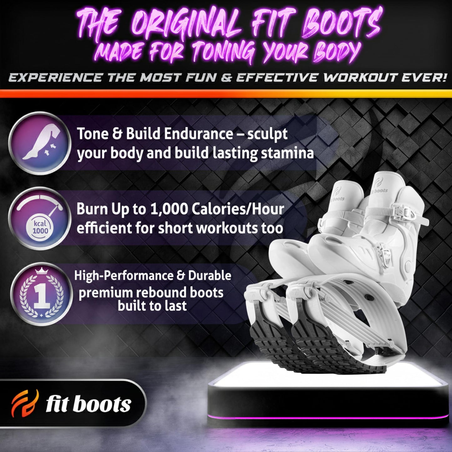 FIT BOOTS for Women Exercise - Premium Moon Shoes for Jumping, Kangaroo Shoes for Training, Cardio & Fun, Joint-Friendly, Rebounder Jumps Boots for Adults & Kids, Bouncy Workout (Women-White)