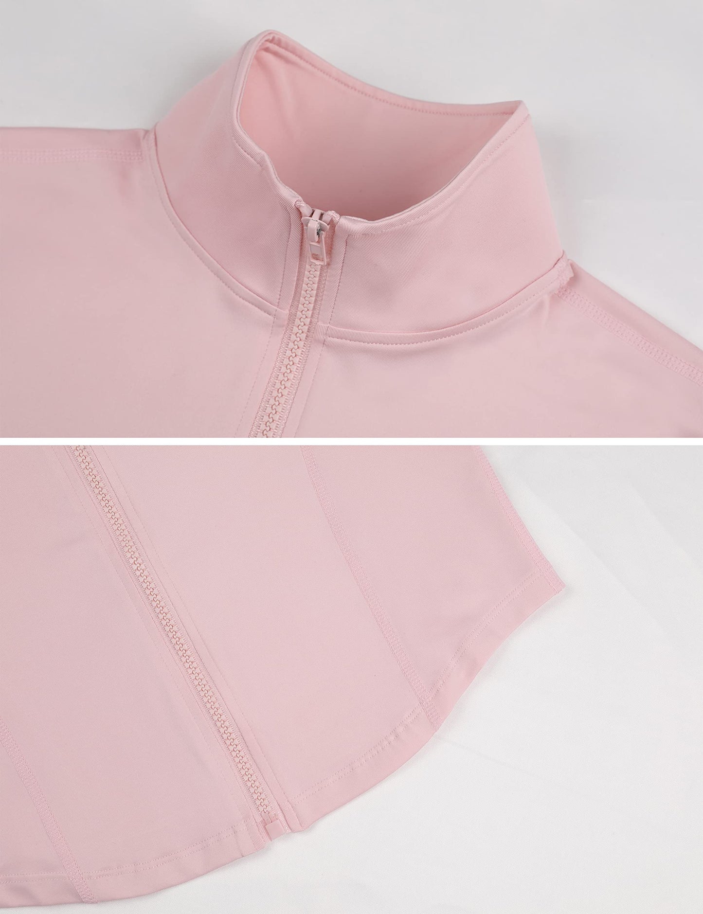 Lviefent Womens Lightweight Full Zip Running Track Jacket Workout Slim Fit Yoga Sportwear with Thumb Holes (Pink-M)