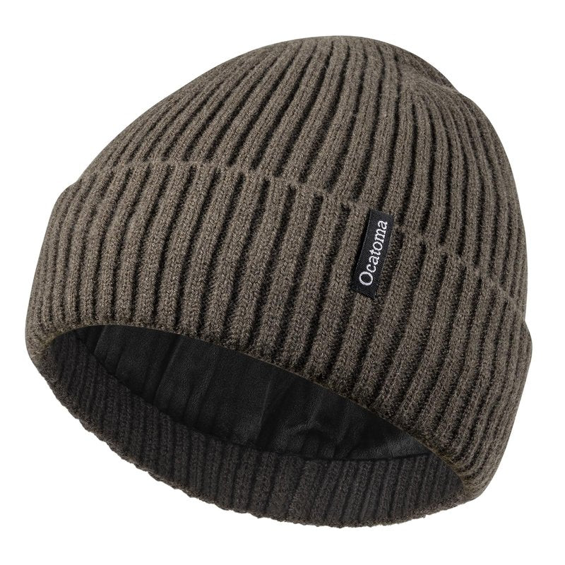 Ocatoma Beanie for Men Women Warm Winter Knit Cuffed Beanie Soft Warm Ski Hats Unisex Chocolate Brown