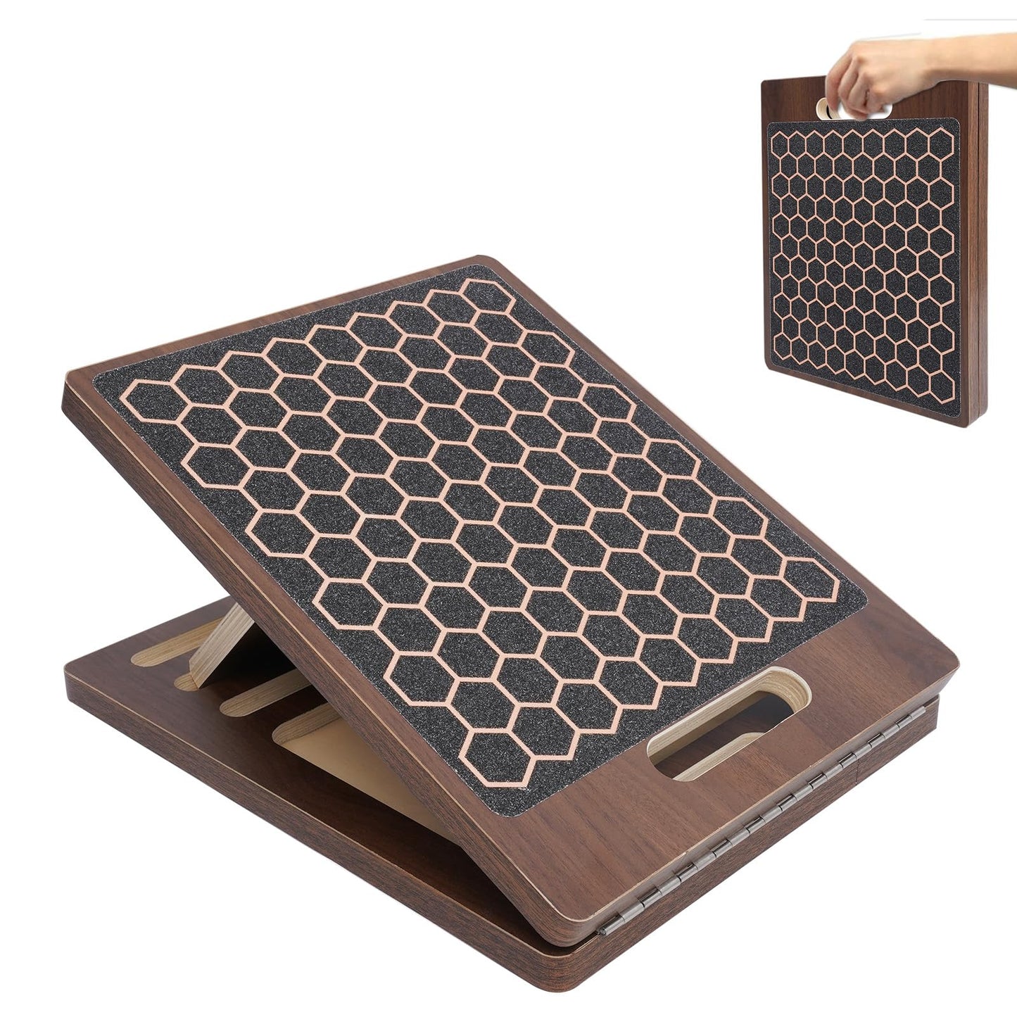 Adjustable Slant Board for Exercise& Calf Stretch Board, Non-Slip Balance Training Platform, Valentine's Day Gift, Multi-Functional Wooden Stretch Board & Slant Board for Physical Therapy(Bark Brown)
